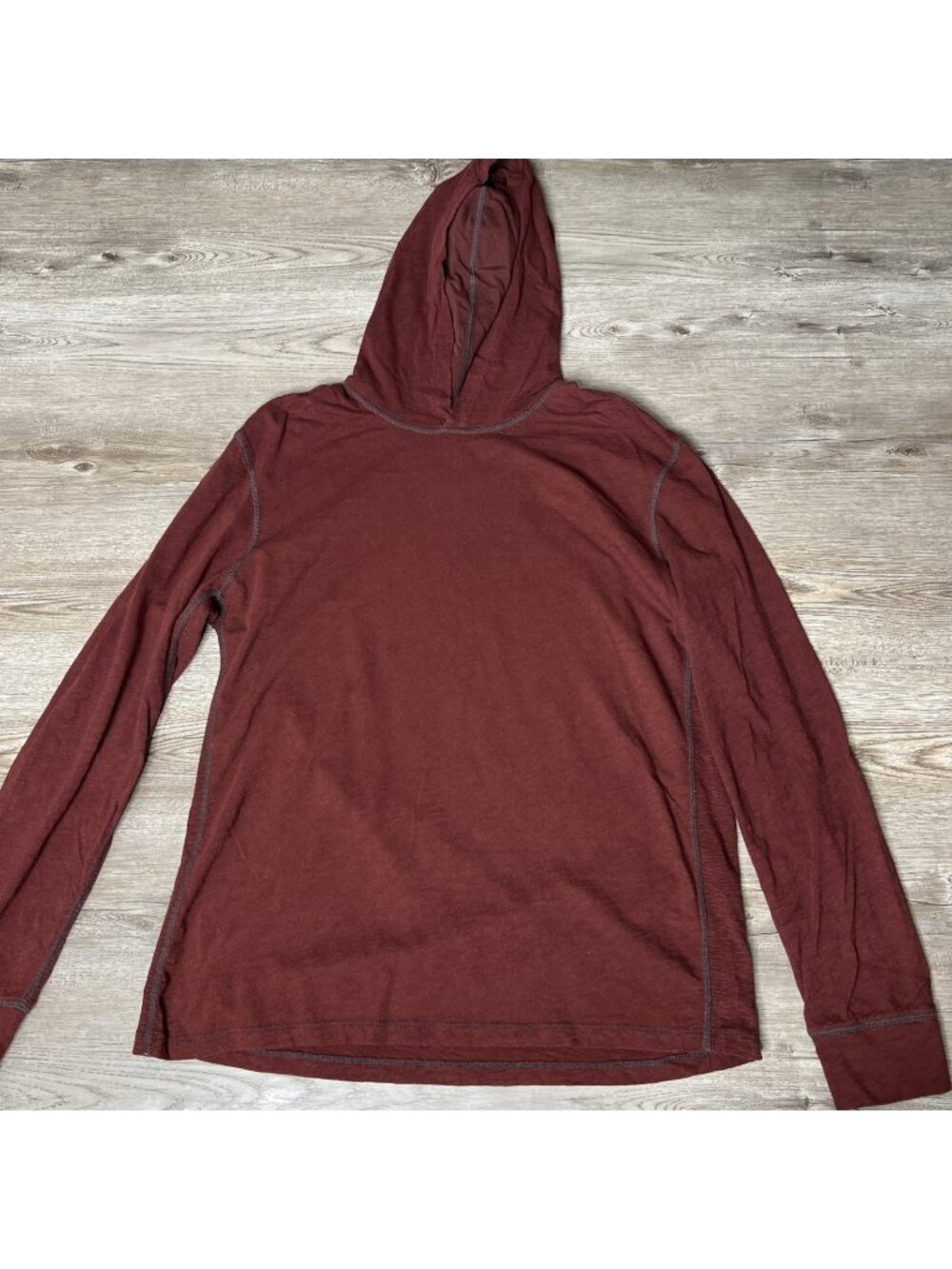 Vince Lightweight Cotton Hooded Pullover Mens L Burgundy Long Sleeve Hoodie Peru